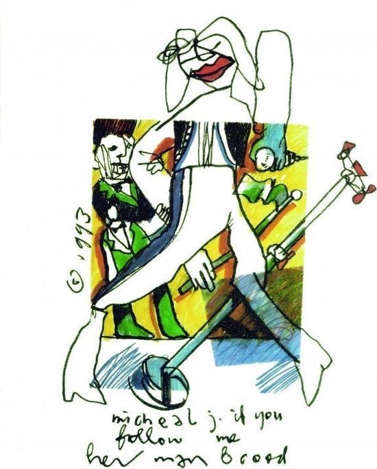 Herman Brood litho Michael Jackson vrij bieden, Ophalen of Verzenden