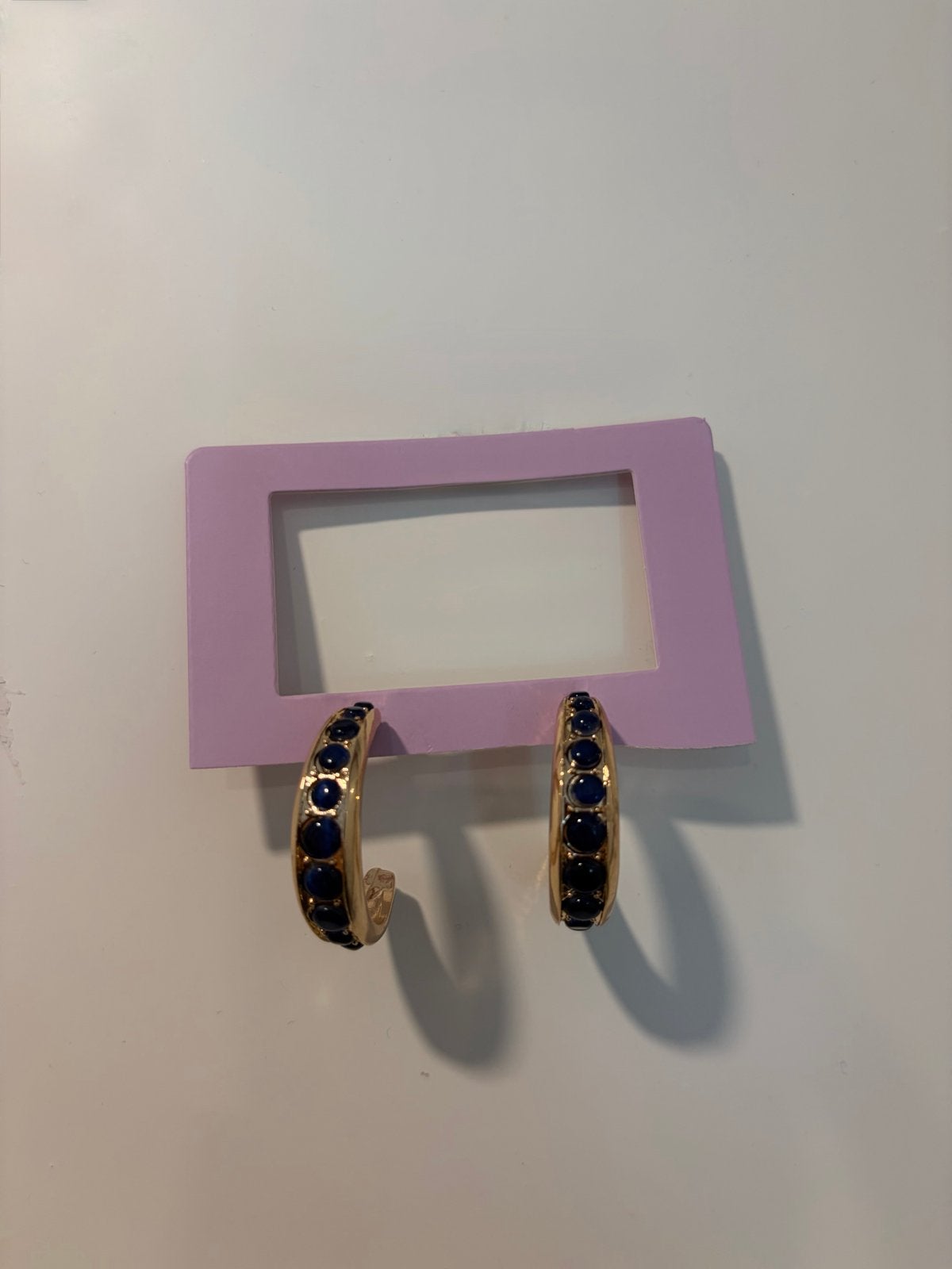 Lucardi Oorbellen Goudkleurig met Blauwe Steentjes, Overige materialen, Hangers, Zo goed als nieuw, Met edelsteen