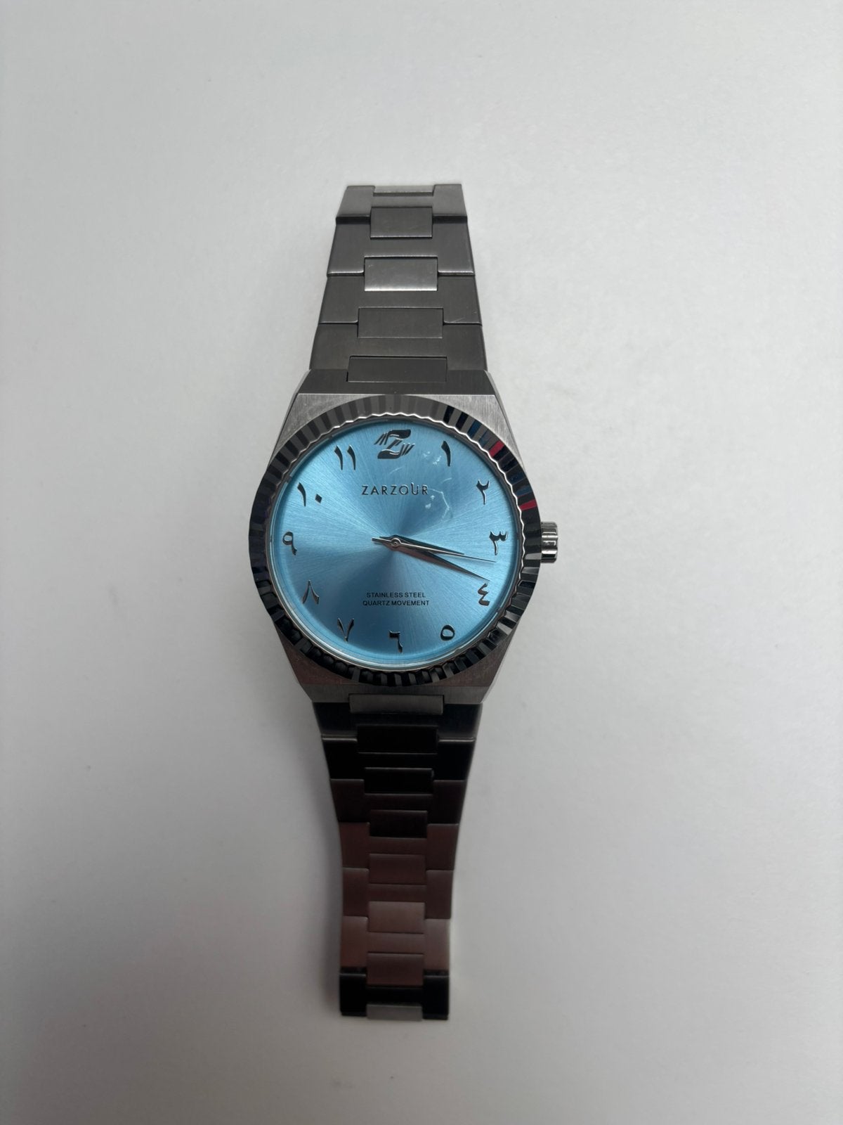 Zarzour horloge grijs blauw, Sieraden, Tassen en Uiterlijk, Ophalen, Zo goed als nieuw, Overige merken