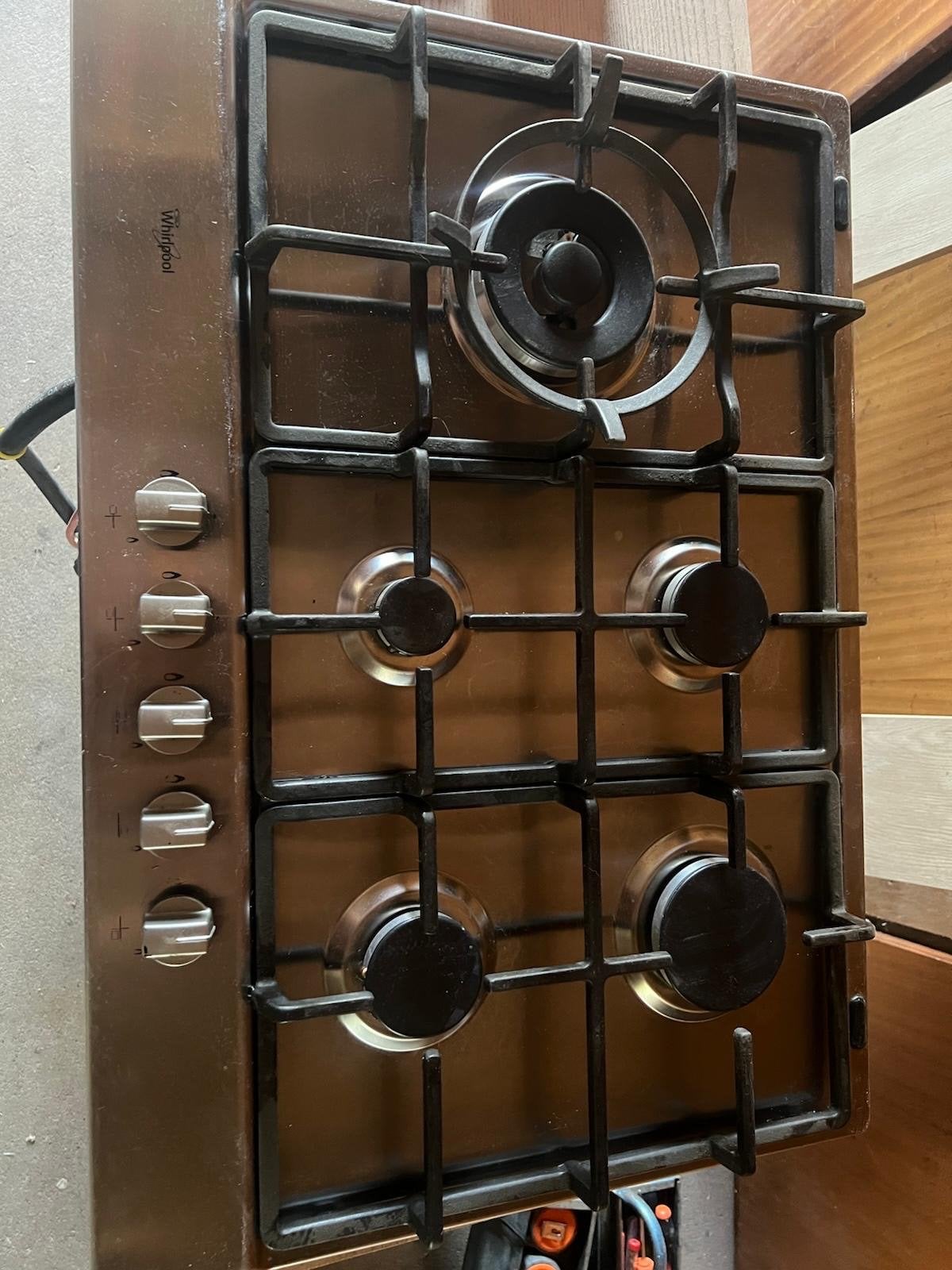 Whirlpool inbouw gaskookplaat met wokbrander, Ophalen, Gebruikt, Inbouw, Gas