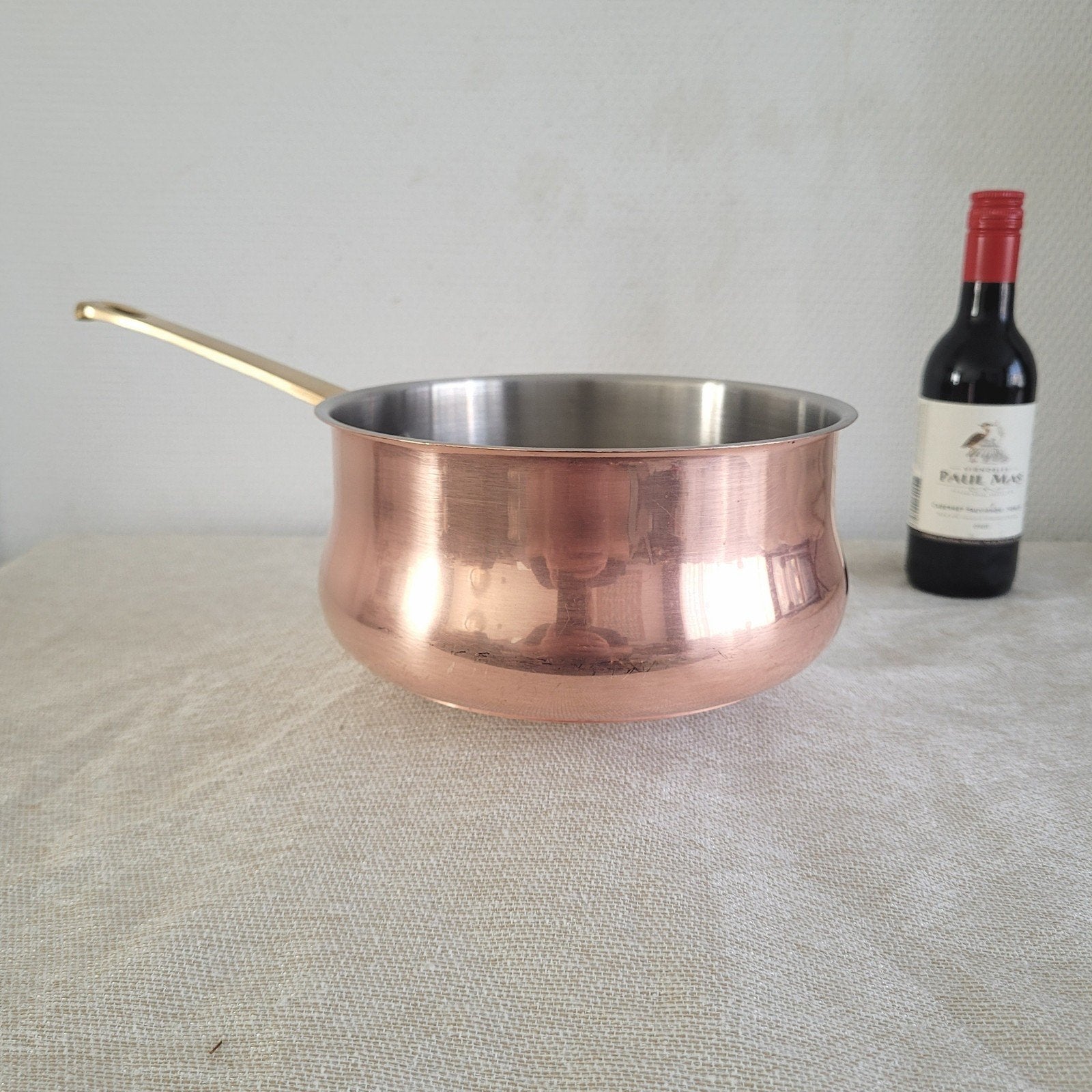 koperen rvs sauspan steelpan hapjespan pan, Ophalen of Verzenden, Zo goed als nieuw, Koper, Braadpan