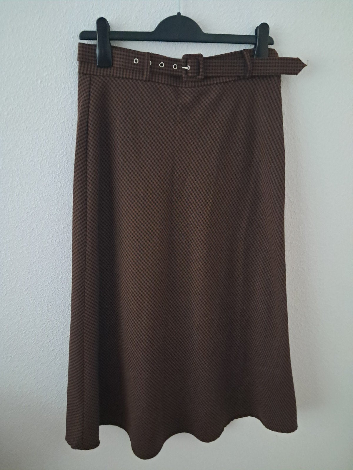 La Fée Atelier geruite midi-rok met riem - Maat 38, Maat 38/40 (M), Bruin, La Fée Atelier, Ophalen of Verzenden