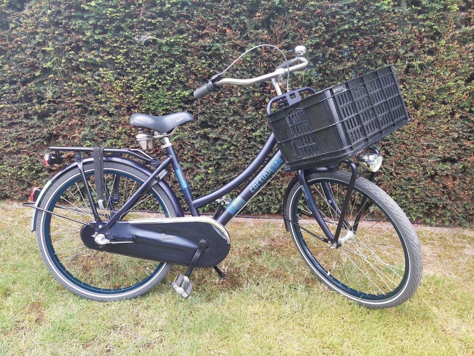 Cortina U4 Transporter 24 inch meisjesfiets donker blauw, Ophalen, Terugtraprem, Cortina U4 transportfiets, Versnellingen