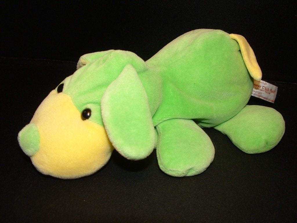 ANNA CLUB PLUSH HOND VELOURS FEL GROEN MET GELE SNUIT, Groen, Overige karakters, Nieuw, Ophalen of Verzenden
