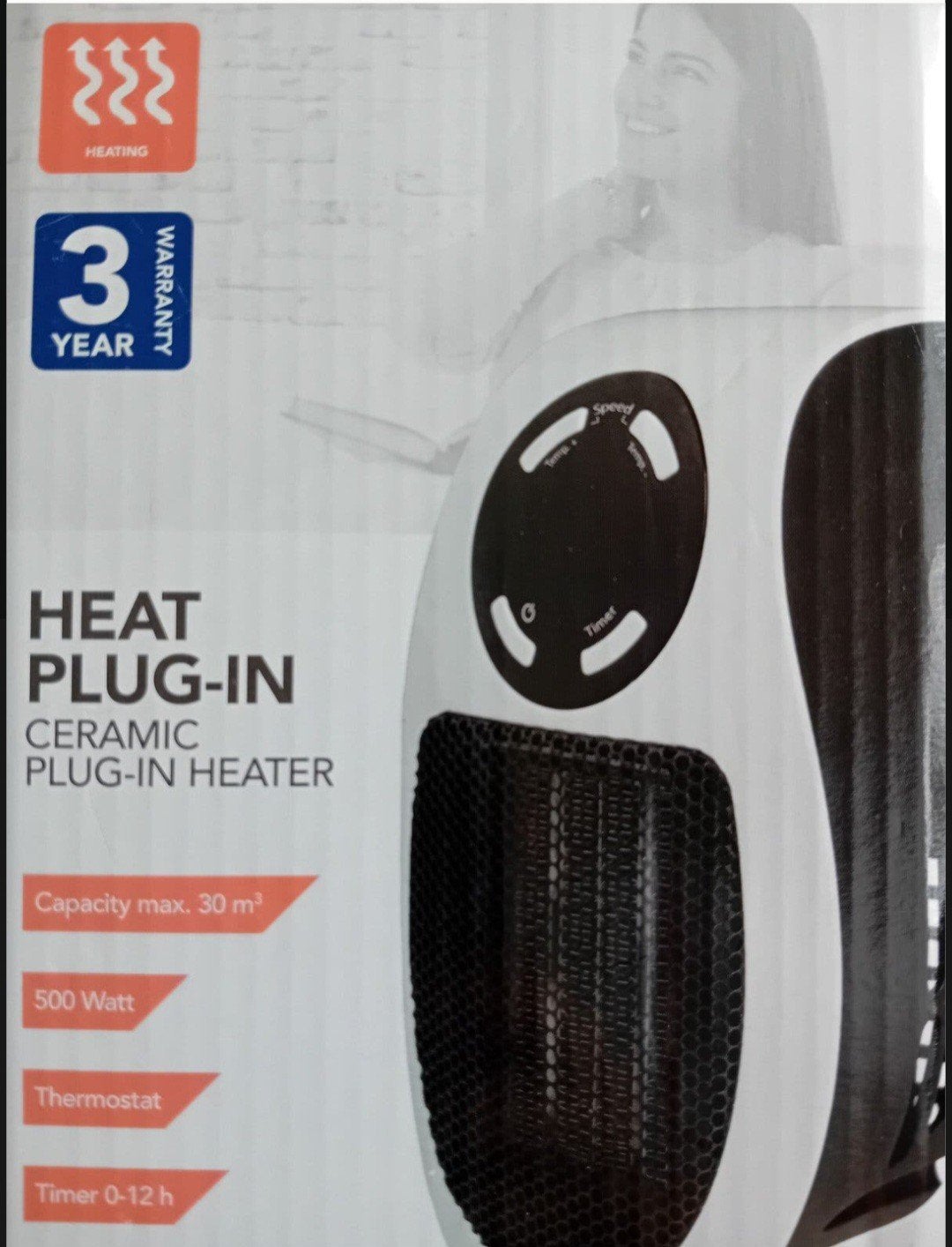 Eurom Heat Plug In Keramische Kachel 500W. Nieuw, Ophalen, Minder dan 30 cm, 200 tot 500 watt, Kachel