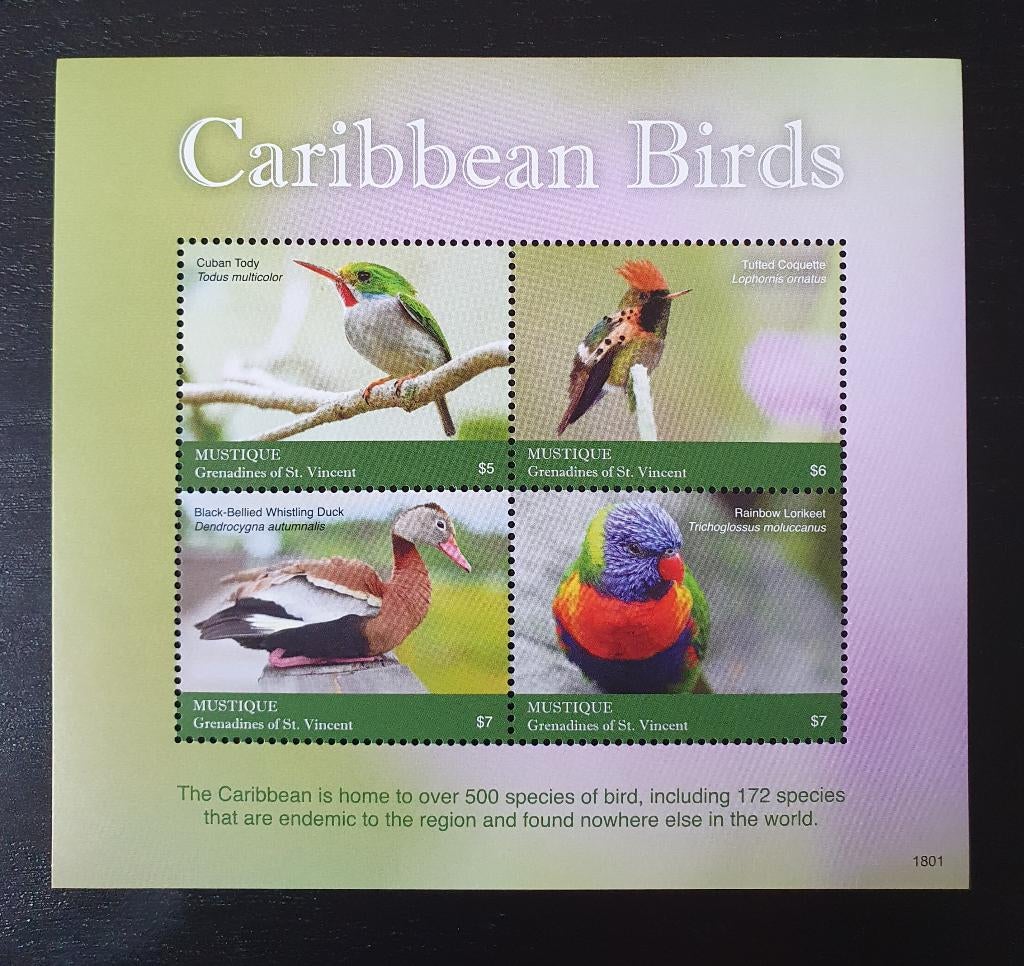 Mustique 2018 Vogels Michel 472-475 postfris, Verzenden, Postfris, Dier of Natuur