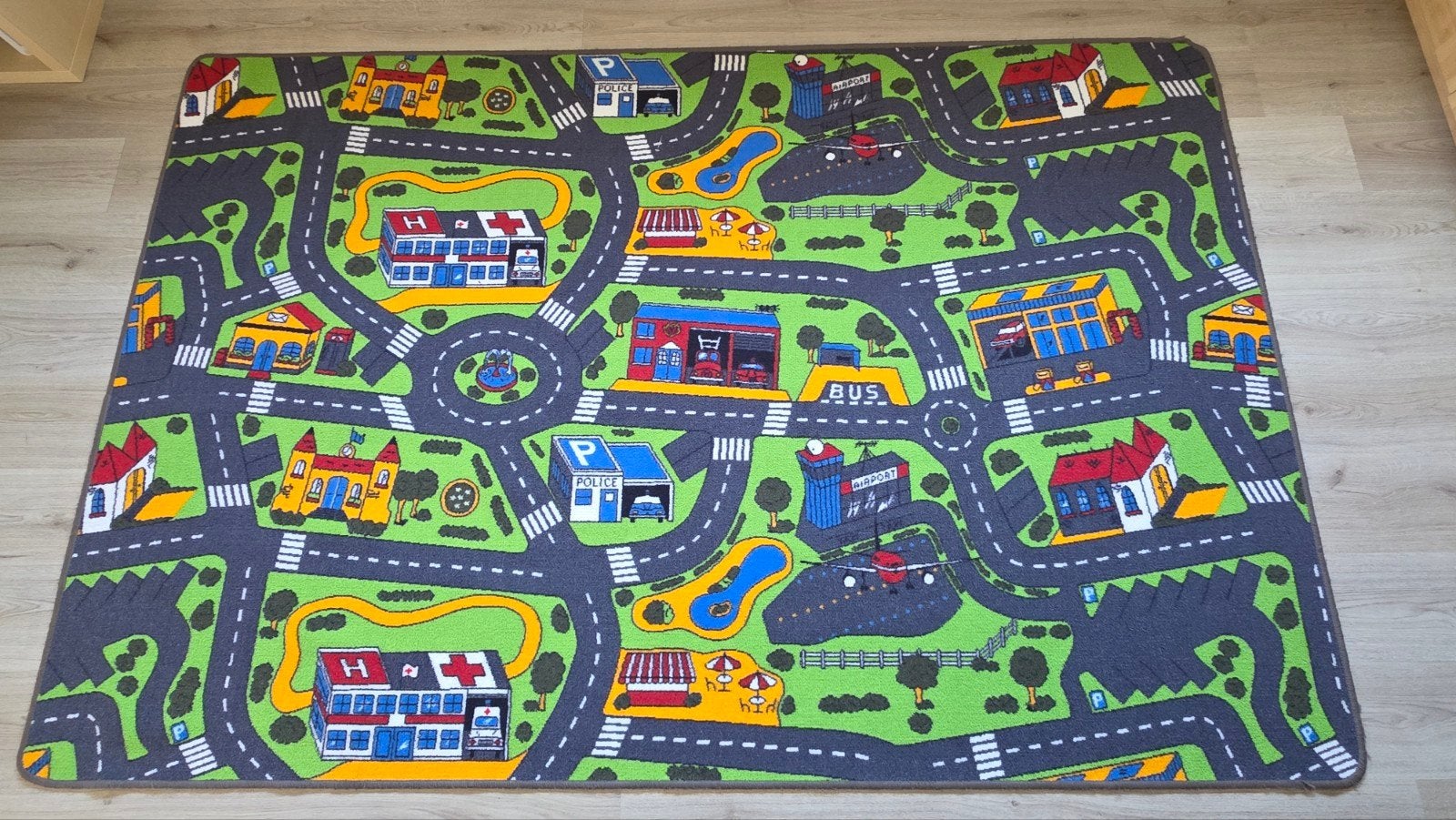 Kinder vloerkleed 240x158cm, Ophalen, Straten en gebouwen, 150 tot 200 cm, 200 cm of meer