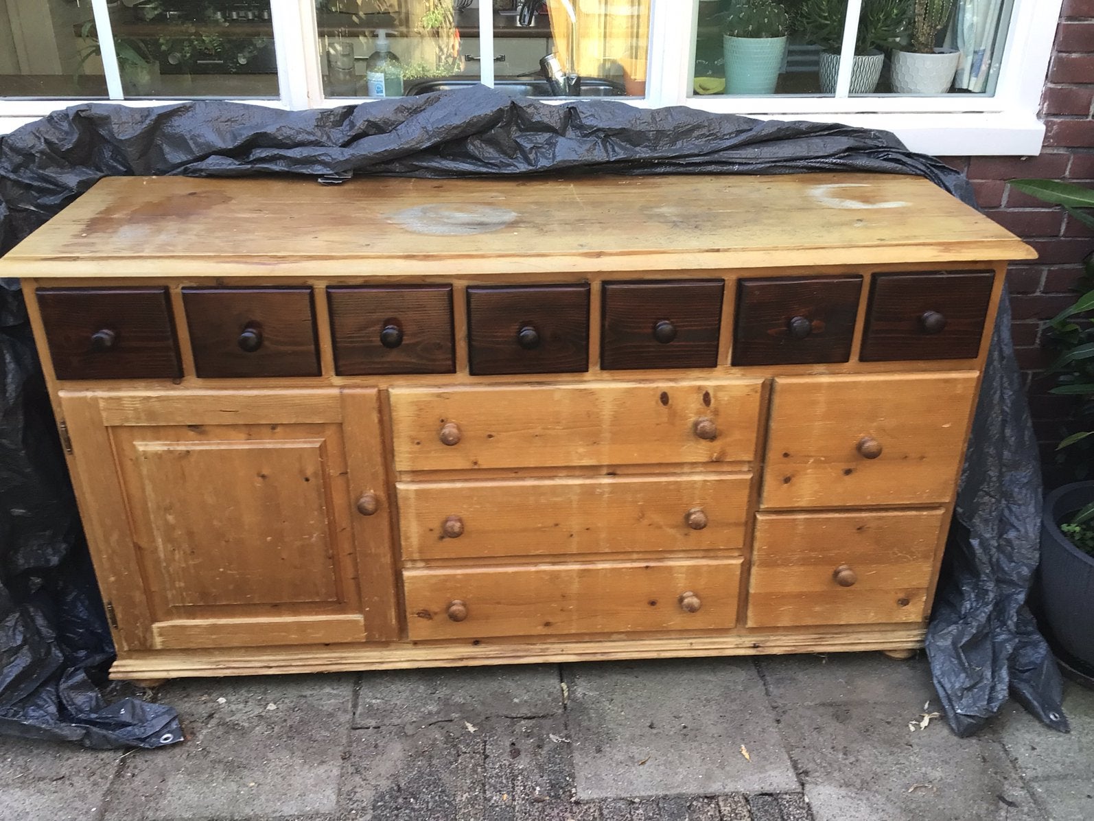 Oud grenen dressoir om op te knappen, Ophalen, Gebruikt, Met deur(en), 150 tot 200 cm