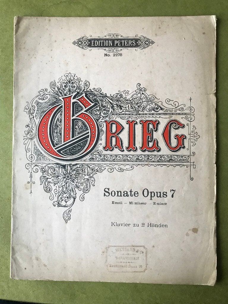 Edvard Grieg - Sonate für das Pianoforte Op. 7, Muziek en Instrumenten, Gebruikt, Klassiek, Ophalen of Verzenden, Artiest of Componist