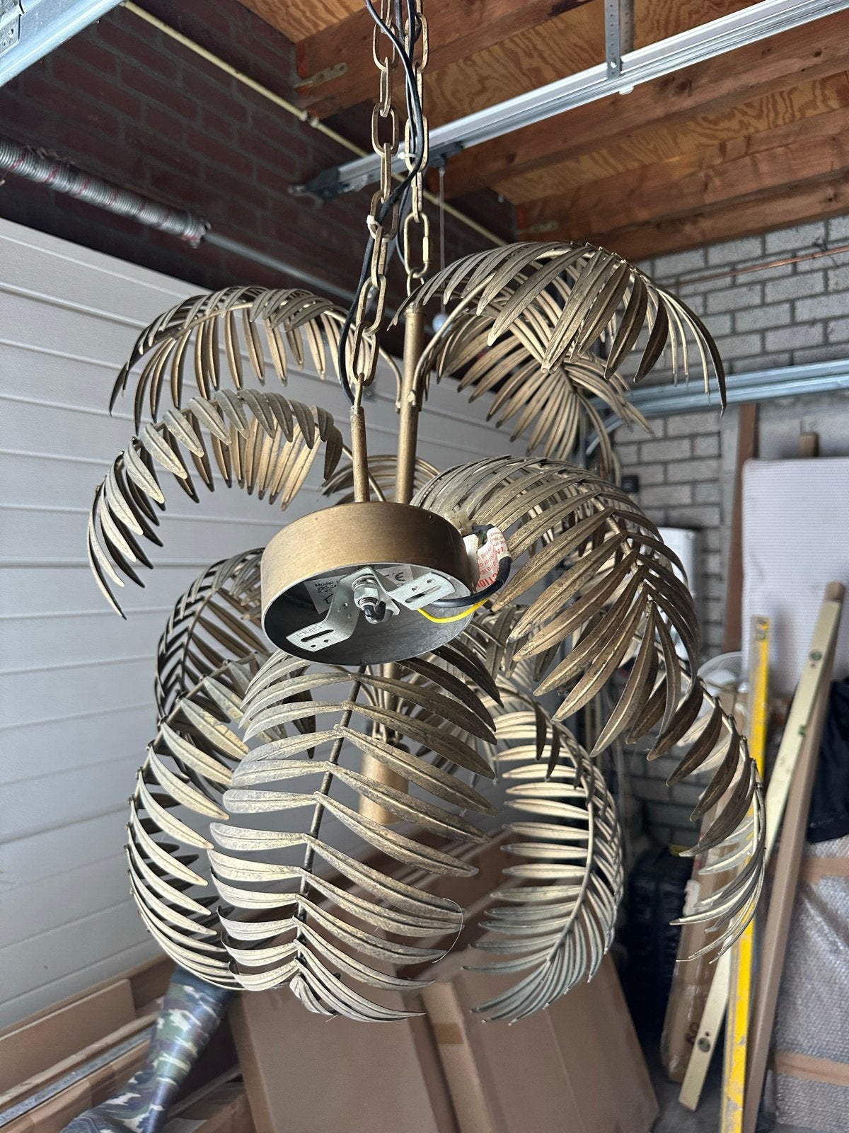 Massieve Kroonluchter met Bladmotief - Zware Lamp, Huis en Inrichting, Lampen | Kroonluchters, Ophalen of Verzenden, Gebruikt