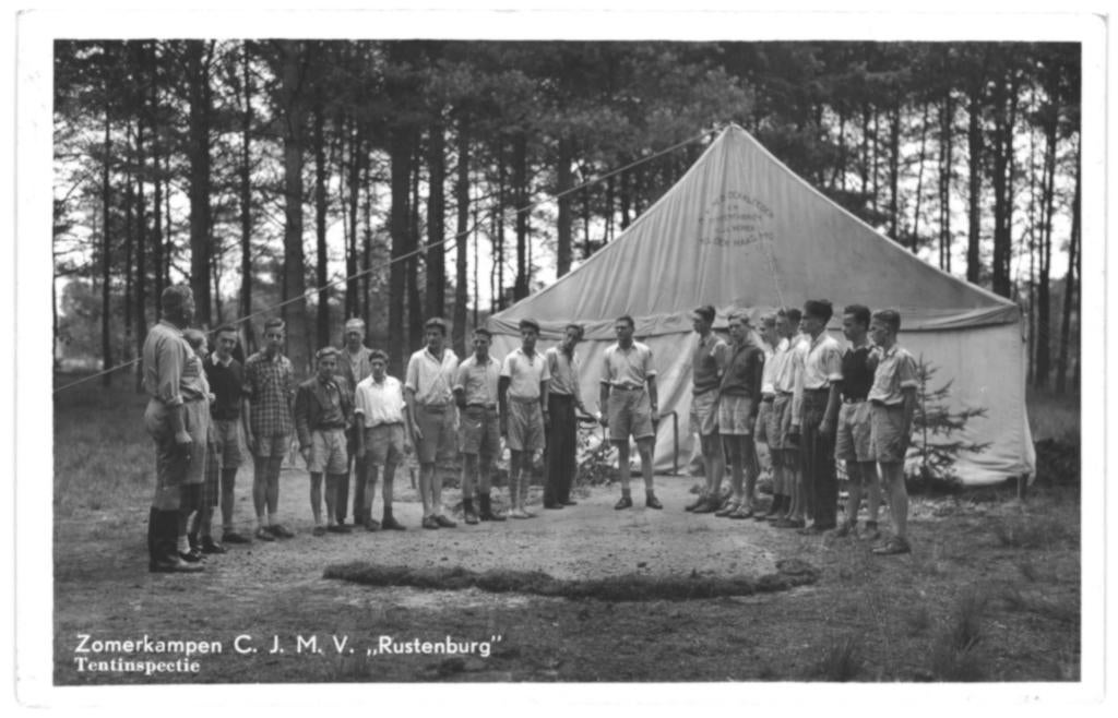 965590 Zomerkampen CJMV Rustenburg Den Haag 1953 inspectie, Verzamelen, Ophalen of Verzenden, 1940 tot 1960, Gelopen, Noord-Brabant