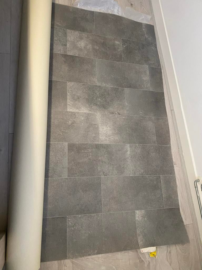 Grijze Vinyl Vloerbedekking - Nieuwe, Huis en Inrichting, Ophalen of Verzenden, Zo goed als nieuw, Minder dan 10 m², Grijs