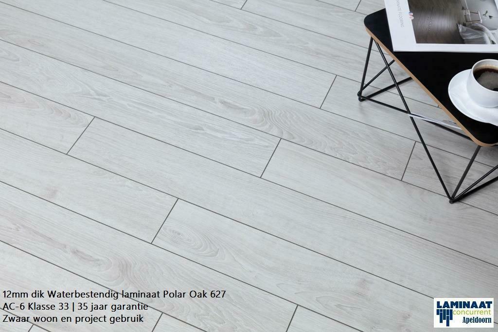 12mm dik Waterbestendig Laminaat Wit Polar Oak  AC-6 Klas 33, 75 m² of meer, Nieuw, Ophalen of Verzenden, Laminaat