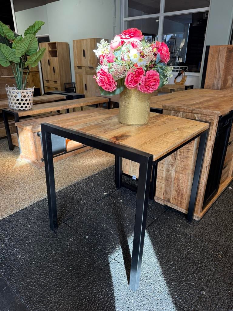 Mangohouten eettafel / horeca eettafel/ bijzettafel vierkant, Huis en Inrichting, Tafels | Eettafels, 50 tot 100 cm, Vierkant