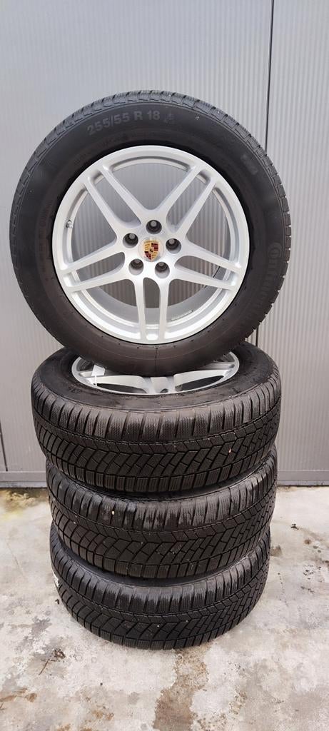 Porsche macan winterset breedset Continental, 18 inch, Gebruikt, 255 mm, Banden en Velgen