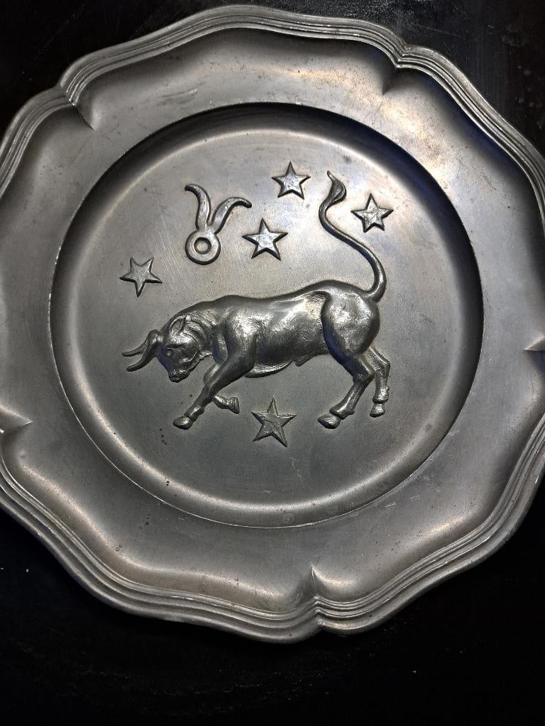 Tinnen bord met dier afbeeldingen, Antiek en Kunst, Antiek | Tin, Ophalen