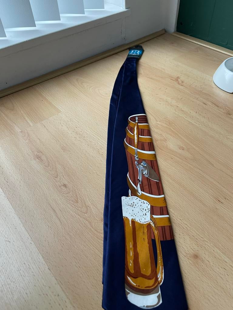 Robin Ruth stropdas met bier motief, Ophalen of Verzenden, Zo goed als nieuw, Blauw, Met patroon