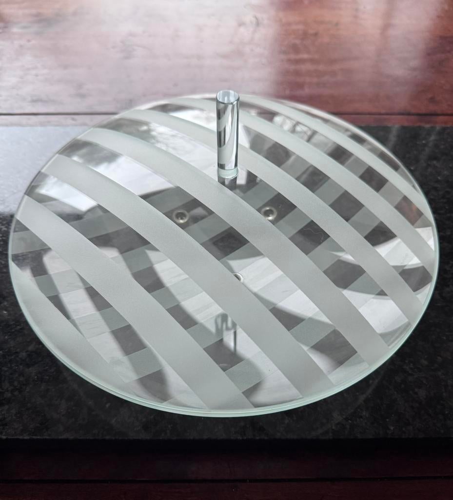 Vintage glazen koekschaal jaren 80 design, Ophalen of Verzenden, Huis en Inrichting