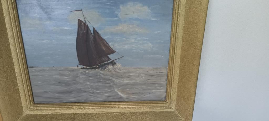 Schilderij Botter op Zuiderzee., Antiek en Kunst, Ophalen