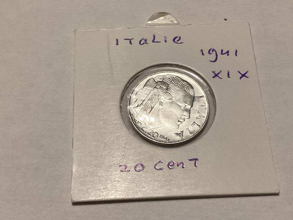 Italië 20 cent 1941 XlX (magnetische), Ophalen of Verzenden, Italië
