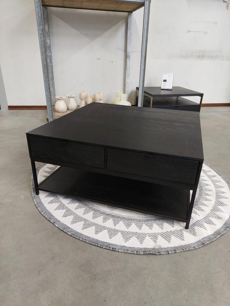 Riviera Maison Coffee tafel Bobby zwart, Ophalen, 100 tot 150 cm, Riviera Maison design, Vierkant