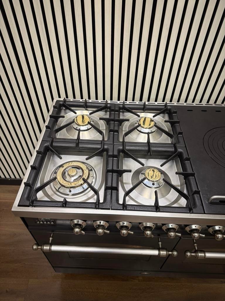 Luxe Boretti 5 pits met coupe de feu dubbele oven 100 cm, Fornello esperta, Ophalen of Verzenden, Zo goed als nieuw, Gas