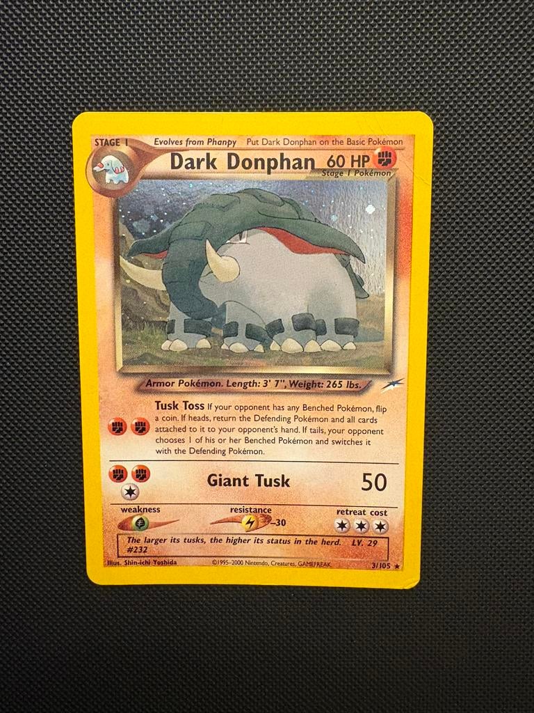 Dark Donphan holo 3/105 pokemon neo destiny set, Ophalen of Verzenden, Zo goed als nieuw