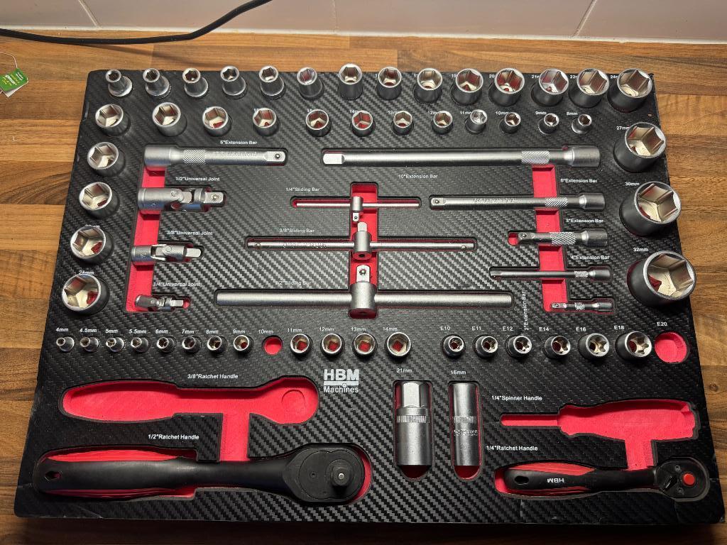 HBM gereedschap doppen/ratel (set), Verzenden, Gevuld, Zo goed als nieuw