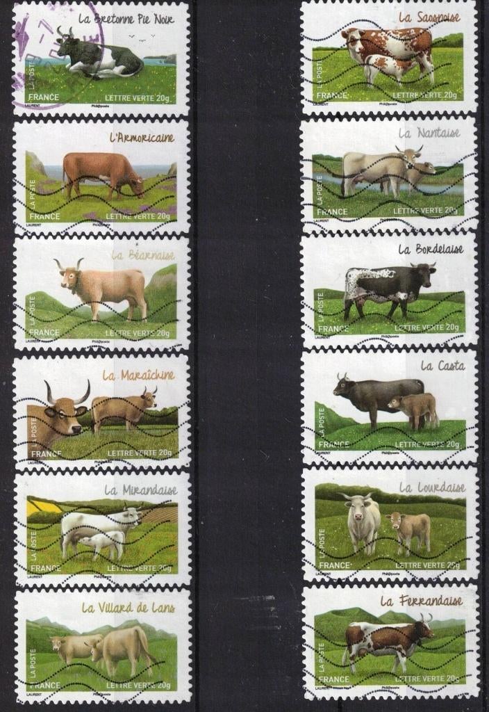 Frankrijk, serie "koeien" 2014-80, Ophalen of Verzenden, Gestempeld