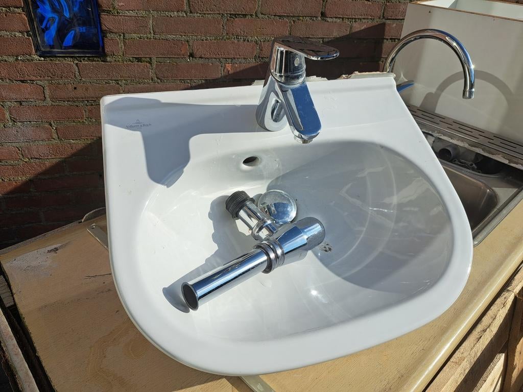 Villeroy&Boch Wastafel met Grohe Kraan - 48x40cm, Ophalen, Gebruikt
