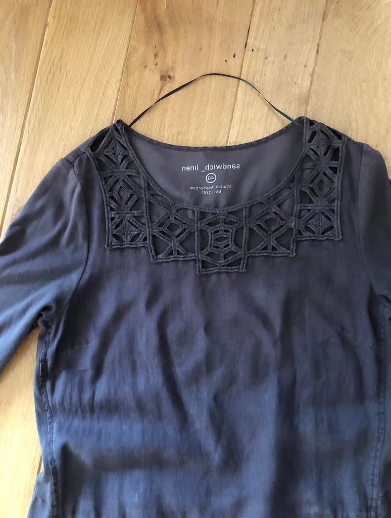 Sandwich jurk van 100 pr linnen., Kleding | Dames, Jurken, Maat 38/40 (M), Blauw, Ophalen of Verzenden, Zo goed als nieuw