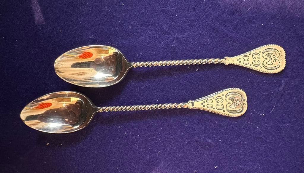 2 zilveren koffielepeltjes 835 VKB, Antiek en Kunst, Antiek | Bestek, Ophalen of Verzenden