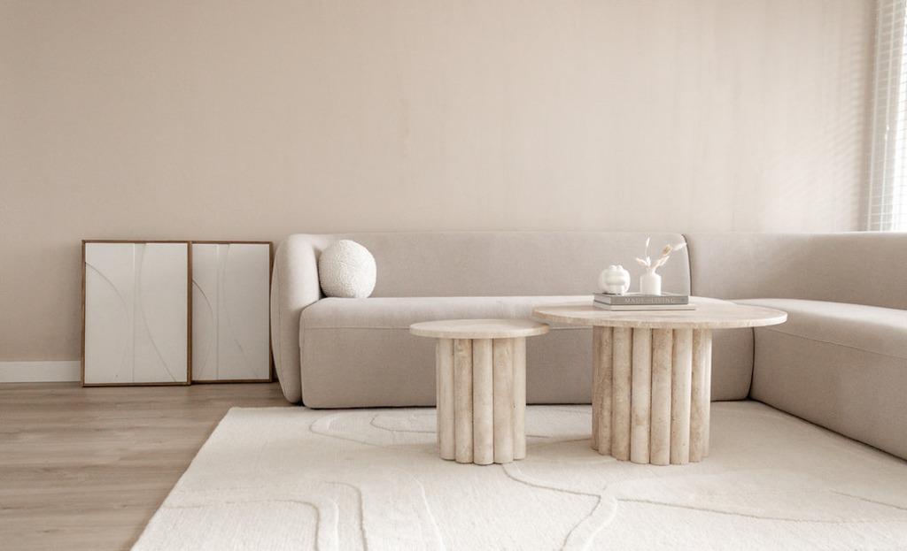 Tweedelige salontafel Duomo met gepolijste afwerking, Huis en Inrichting, Tafels | Salontafels, Ophalen, 50 tot 100 cm, Rond, Nieuw