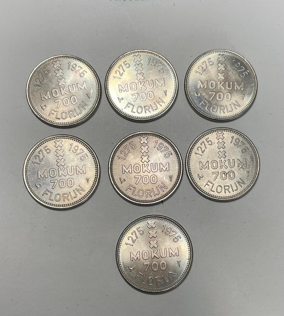 7x Amsterdam Mokum 1 florijn 1975, Postzegels en Munten, Ophalen of Verzenden, Overige materialen
