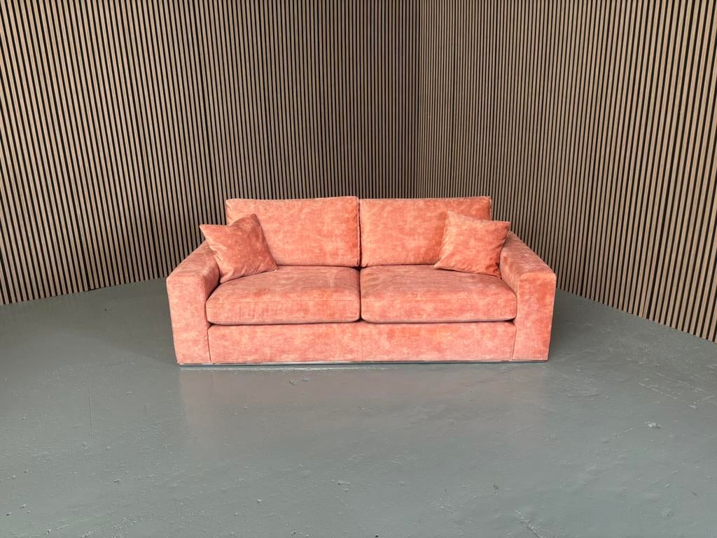GRATIS LEVERING Velvet 3zits bank roze 225x95 NIEUW, 75 tot 100 cm, Ophalen of Verzenden, Rechte bank, Overige materialen