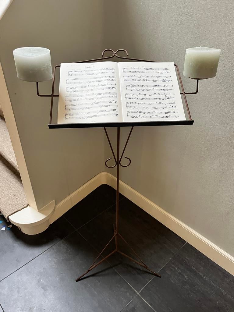 Antieke Muziekstandaard met kaarsenhouders, Ophalen, Gebruikt, Muziekstandaard, Viool of Altviool
