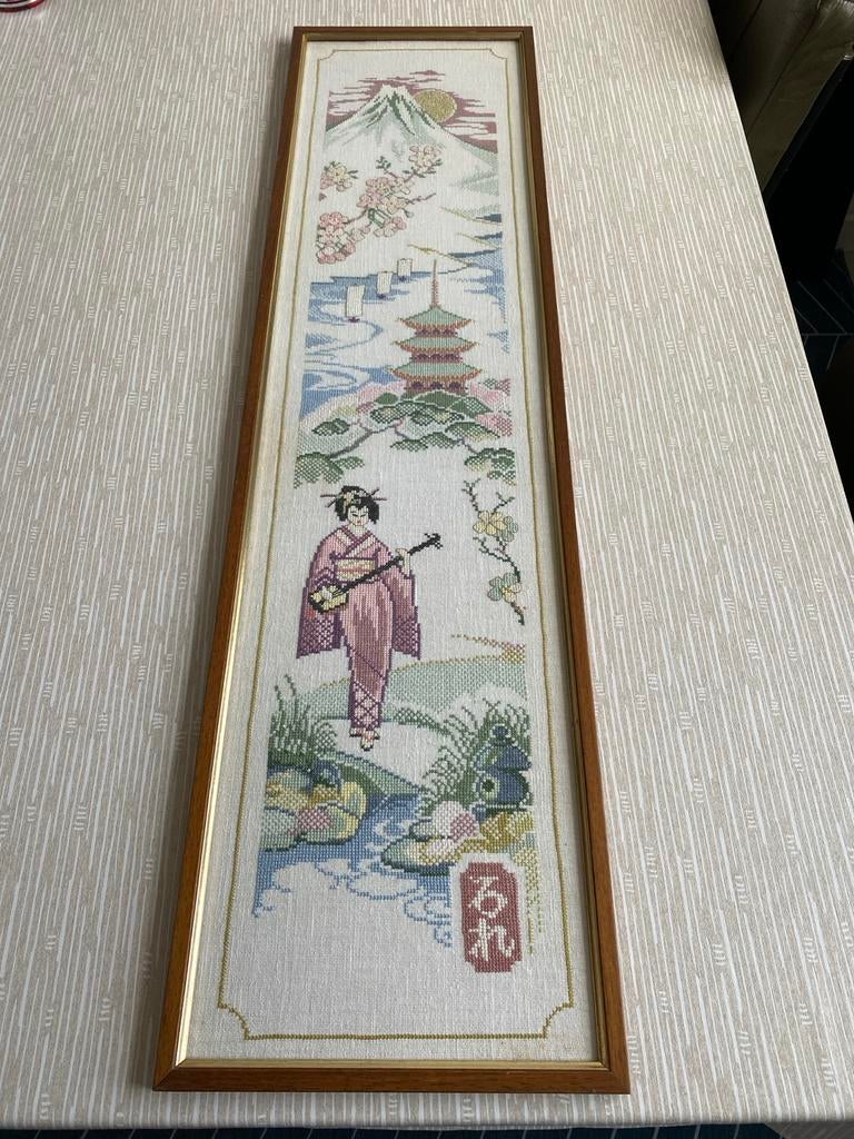 Japanse Kruissteek Wanddecoratie 93 x 24,5 cm, Antiek en Kunst, Ophalen