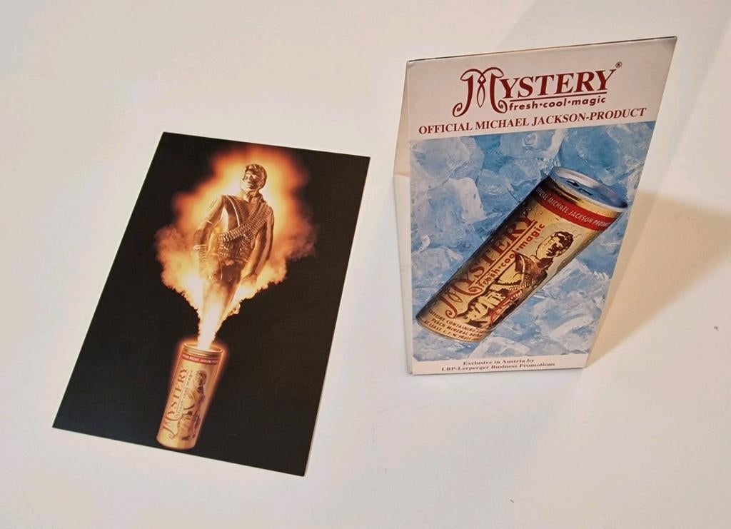 Michael Jackson Mystery Drink Promo card + Mini Display, Verzamelen, Ophalen of Verzenden, Zo goed als nieuw, Foto of Kaart