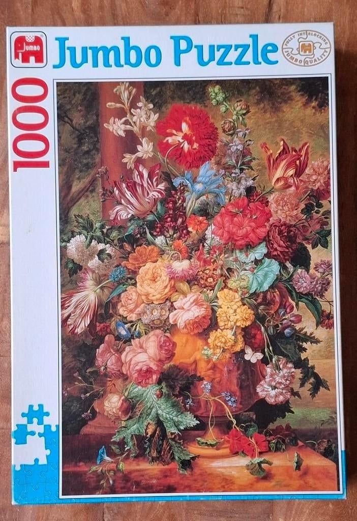 Vaas met bloemen 1000 stukjes Jumbo, Hobby en Vrije tijd, Denksport en Puzzels, Ophalen of Verzenden, 500 t/m 1500 stukjes, Zo goed als nieuw