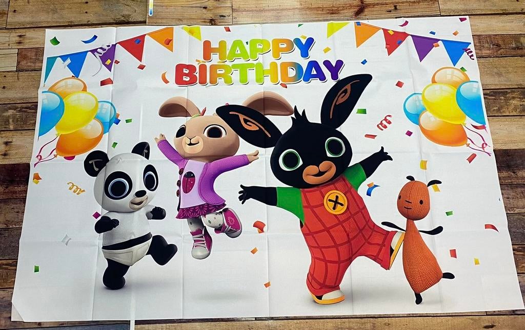 Bing en vriendjes achtergronddoek 100x150, Hobby en Vrije tijd, Feestartikelen, Verzenden, Nieuw, Versiering, Verjaardag