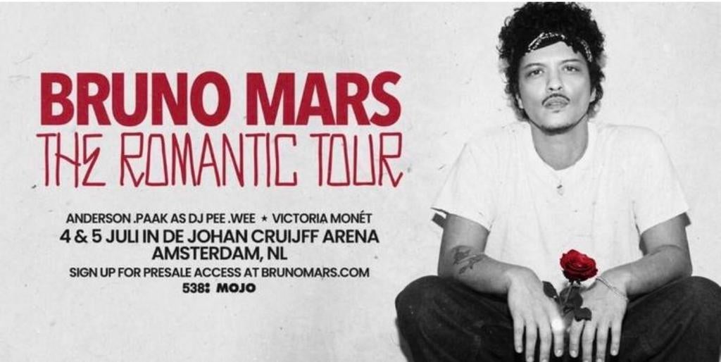 2 x Golden Circle Kaarten Bruno Mars | zaterdag 4 juli, Tickets en Kaartjes, Concerten | Pop, Twee personen, Juli
