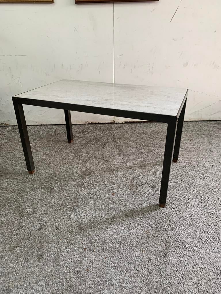 Tafel Vintage marmeren metalen bijzettafeltje jaren 60, Ophalen of Verzenden
