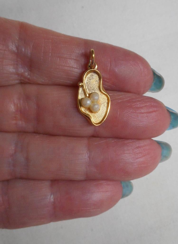 Zilveren goud vergulde hanger nr.245, Verzenden, Gebruikt, Goud, Zilver