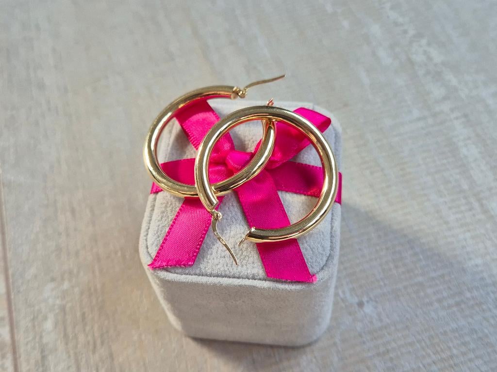 14 karaat geelgouden creolen – Ø 4 cm – 4 gram – Super staat, Hangers, Ophalen of Verzenden, Zo goed als nieuw, Goud