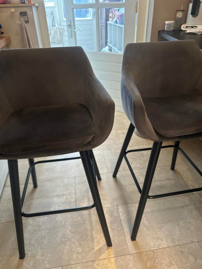 Antracietkleurige barkrukken - zithoogte 70cm, 60 tot 90 cm, Ophalen of Verzenden, Zo goed als nieuw, Metaal