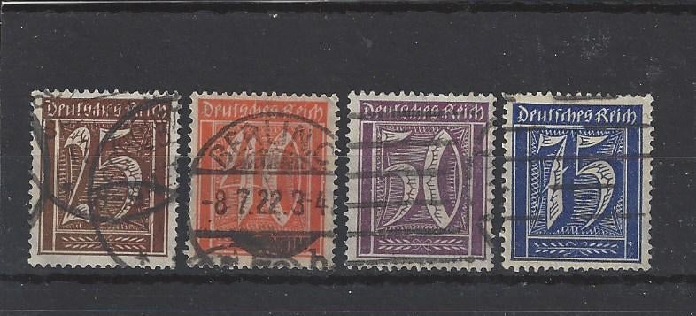Duitsland, Duitse Rijk Michelnrs. 180-182-183-185 gestemp., Verzenden, Overige periodes, Gestempeld