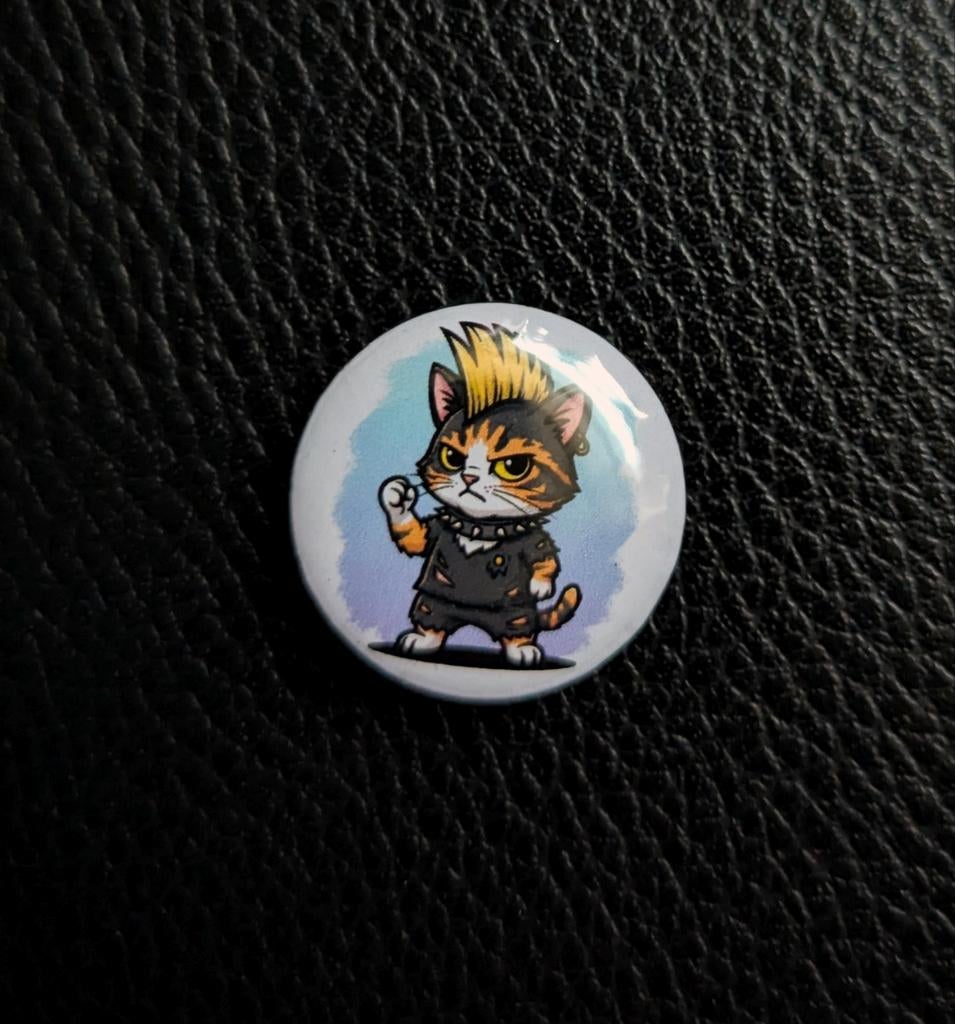 Cartoon Kat Button / Pin 25mm, Ophalen of Verzenden, Nieuw, Figuurtje, Button