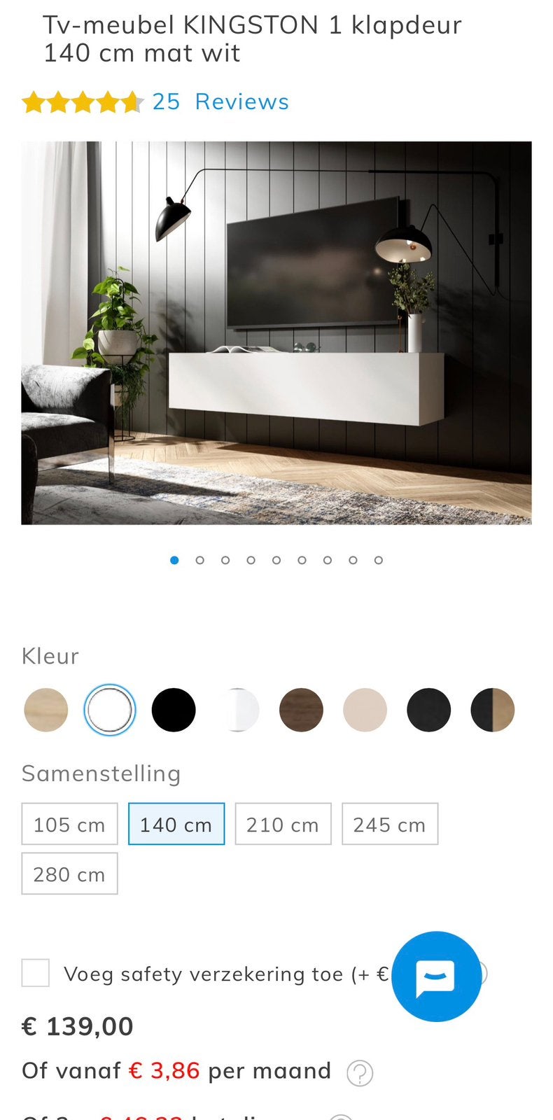 Zwevend tv meubel (Mobistoxx), Huis en Inrichting, Ophalen of Verzenden, Zo goed als nieuw, 25 tot 50 cm, Minder dan 100 cm