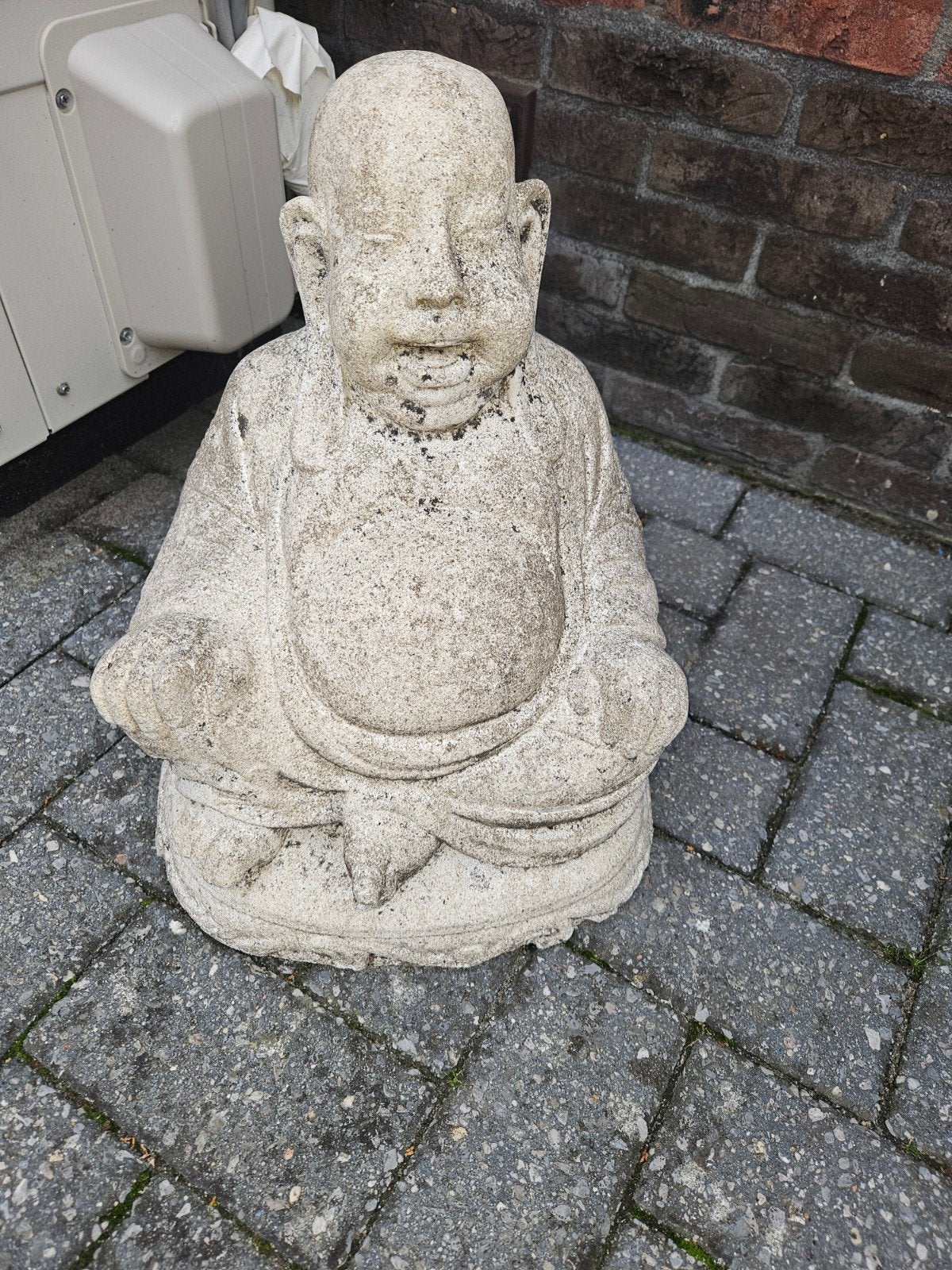 Zware stenen Boeddha voor tuin of interieur, Tuin en Terras, Tuinbeelden, Ophalen, Gebruikt