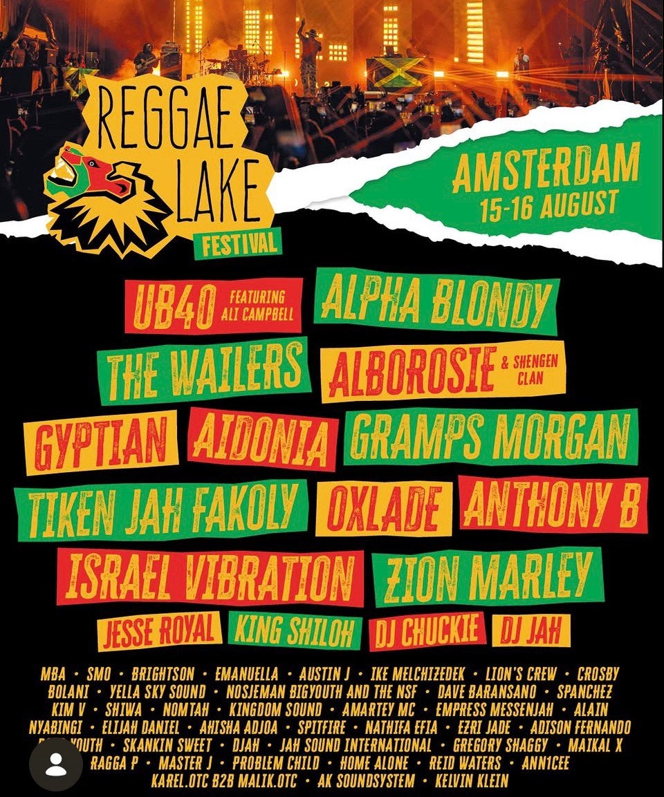 Reggae Lake festival zaterdag €50 per stuk 4 tickets, Tickets en Kaartjes, Twee personen